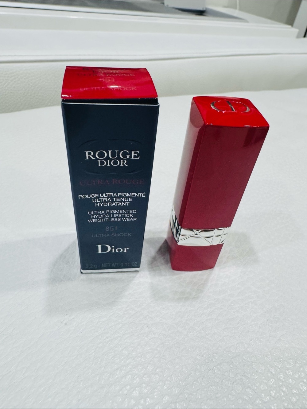 Dior Rouge Ultra Hydrating Lipstick in Bright Red Case shade “851 Ultra Shock”